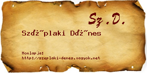 Széplaki Dénes névjegykártya